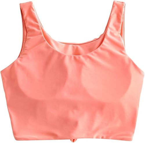 Miniatura 2 de ZAFUL Women's Front Knot Bikini Tops Crop Tankini Top Scoop Neck Padded Bathing Suit Tops