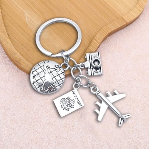 Image of iMagitek 25 Pack Travel Adventure Airplane Keychains Earth Camera Journey Aircraft Keyrings Gift For Traveler