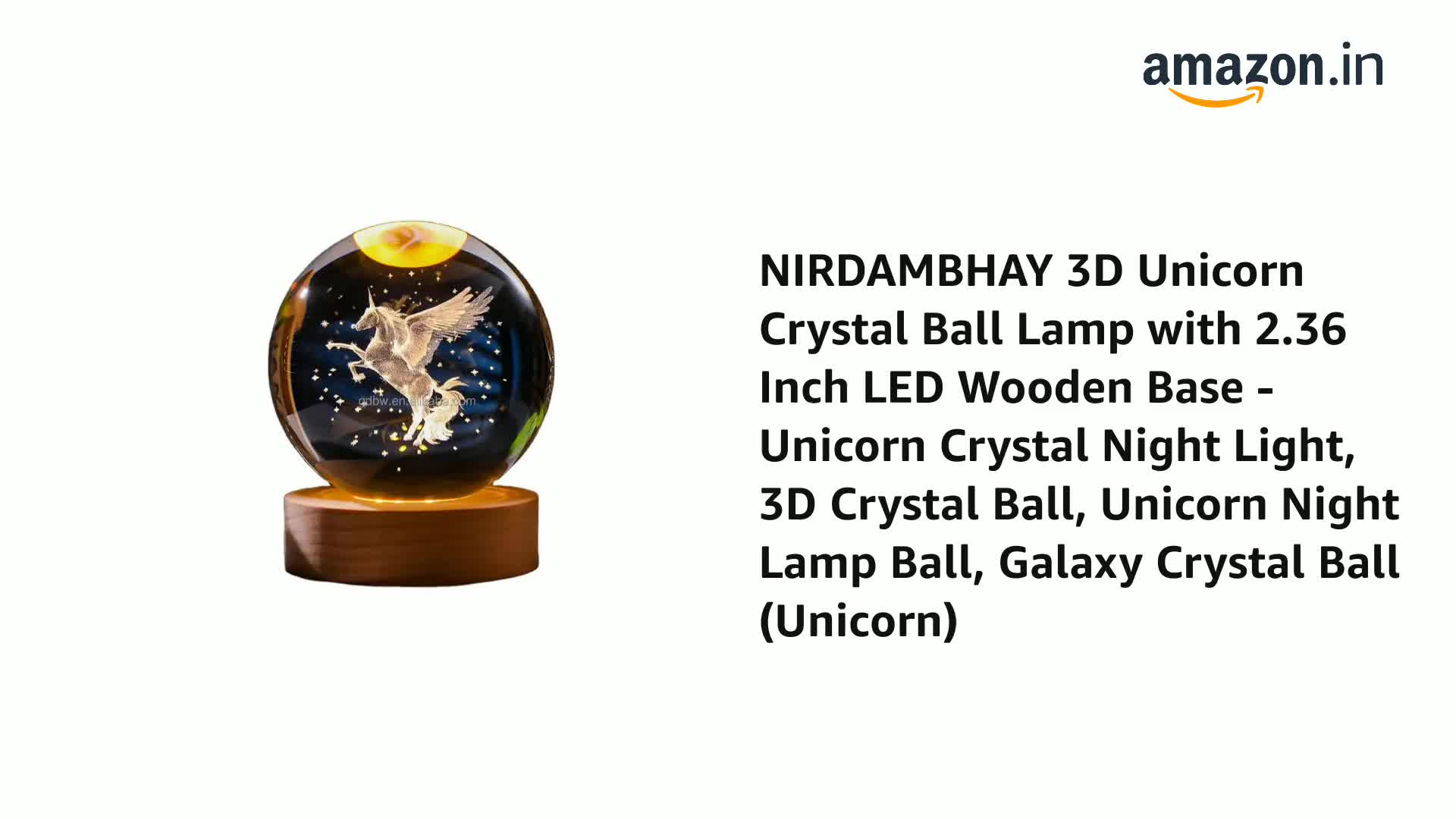 Buy NIRDAMBHAY 3D Crystal Ball Lamp with 2.36 Inch LED Wooden Base