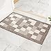 comfoyar Felpudo Entrada Casa Antideslizante, Alfombra Interior Lavable en la lavadora Súper Absorbente Perfil bajo, Alfombrilla para Puerta principal, Entrada, Patio, Pasillo (50x80cm, Rejilla Beige)