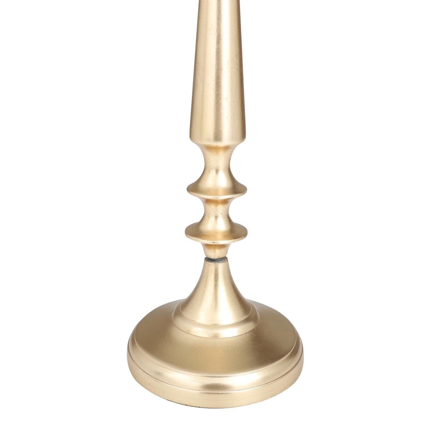 Deco 79 Traditioneller Aluminium-Kerzenhalter für Stumpenkerzen, dekorativer Kerzenständer für Heimdekoration, Hochzeit, Abendessen, Party, 33 x 33 x 61 cm, goldfarben | Dekorativer konischer Kerzenständer für 5 Teller