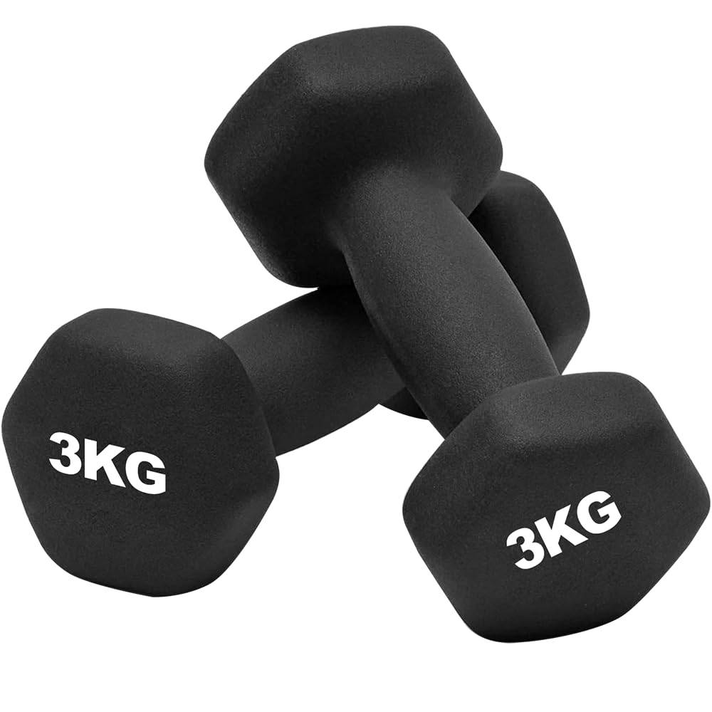 Panana Neoprene Dumbbell Weights, Pair of Dumbbells for Home Gym, Sweat Resistant Non-Slip Hand Weights Set 2 x 1KG, 2KG, 3KG, 4KG, 5KG for Pilates, Aerobics, Strength Training