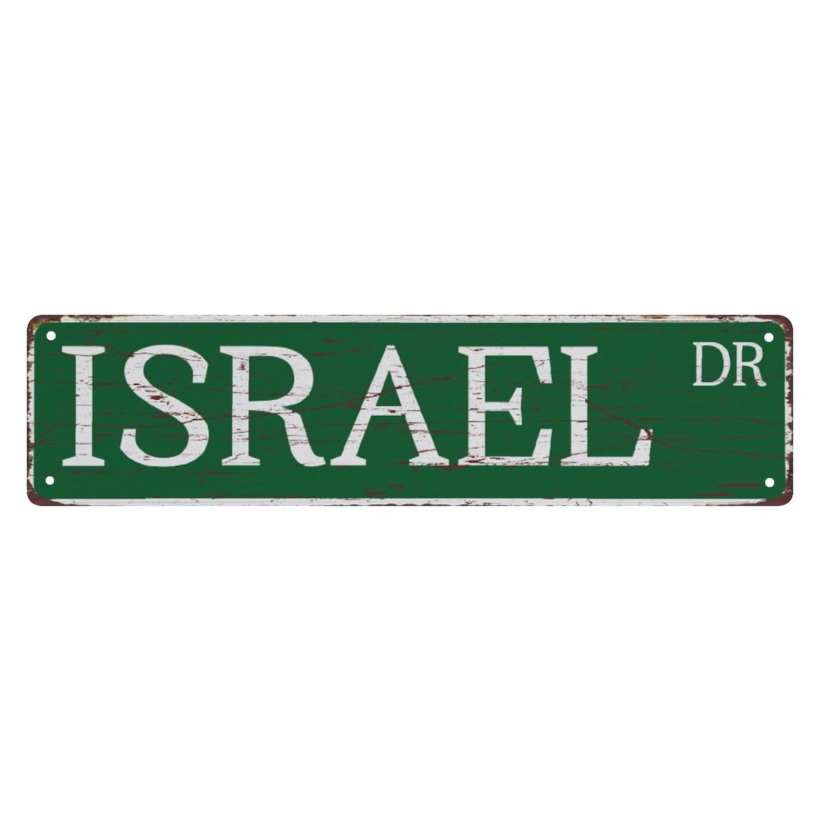 peiyeety Vintage Metal Tin Sign Decorative Wall Art Israel Dr Themed Street Sign, Rustic Style, Durable Waterproof Rustproof, For Home, Patriotic Decor, Easy To Mount, 4x16 Inch