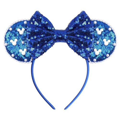 zhezesmila Shiny Mouse Ears Headband for Women Girls with Sequin Bow Cute Mouse Ears Hairband for Party Decorations Costume & Trip
