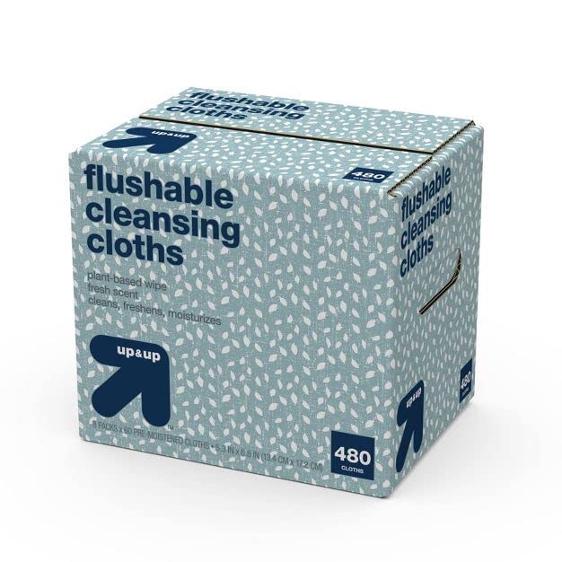 Up & Up Flushable Cleansing Cloths - 8 Pack - 480 Cloths