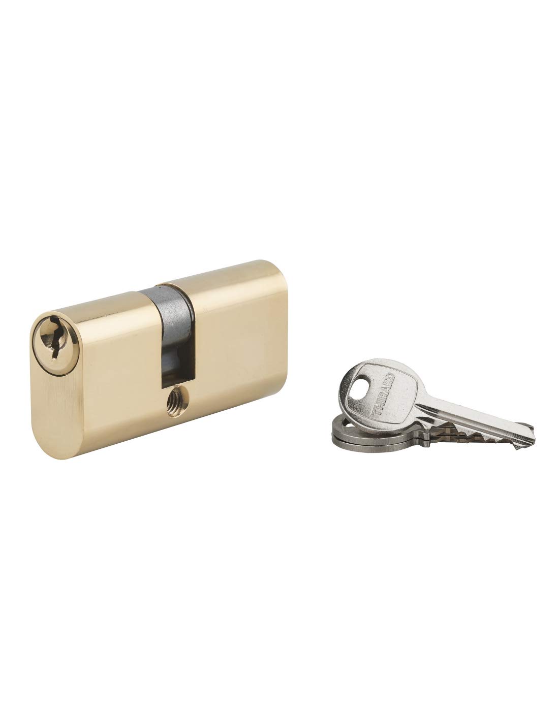 THIRARD - Cylindre de Serrure Double Entrée Ovale - Laiton - Mécanisme à 5 Goupilles - Protection Anti-​Arrachement - 28 x 35 mm - Jaune/​Doré - Livré avec 3 Clés