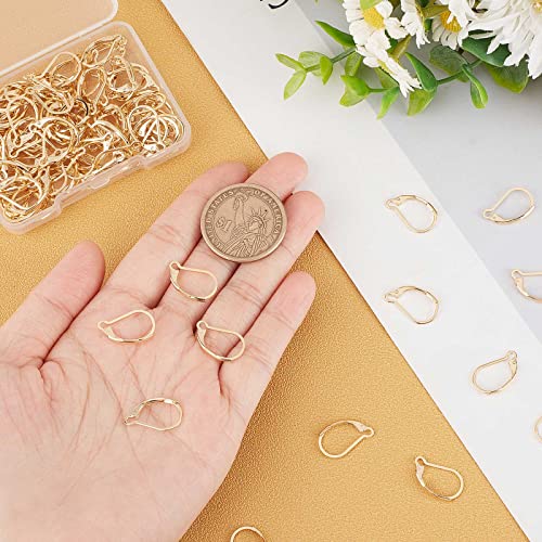 Beebeecraft 1 Box 100Pcs Leverback Earring Hooks 24K Gold Plated French Earring Hooks Earwire Findings 16.5x10mm for DIY Jewellery Making - Image 3