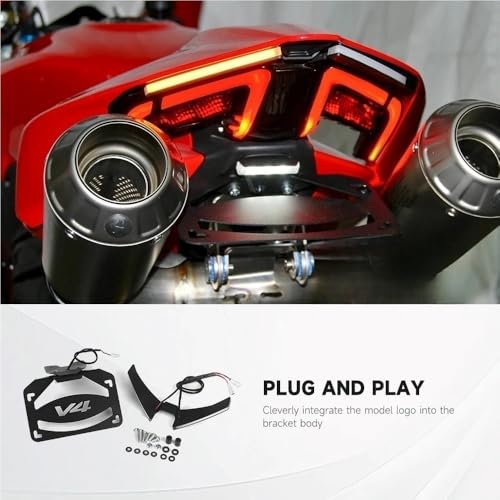 Support plaque moto queue courte avec clignotant intégré LED haute visibilité Panigale V4