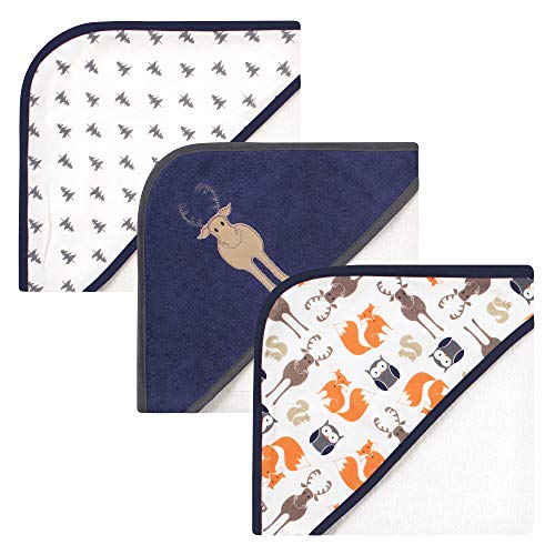 Image of Hudson Baby Unisex Baby Cotton Rich Hooded Towels, Blue Moose, One Size