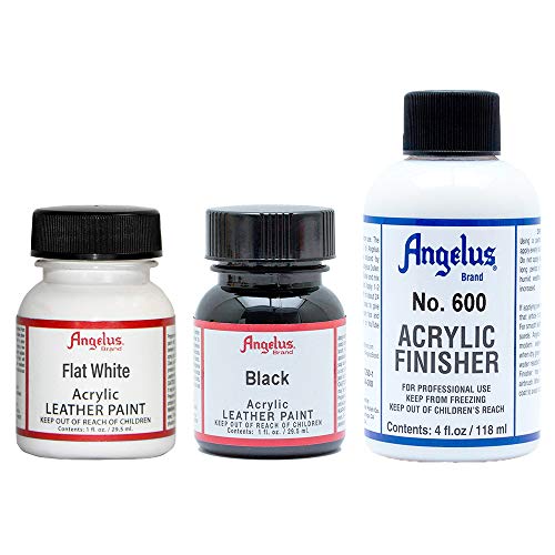 Reviews de Acabados de pintura los más recomendados. 35 Pintura acrílica blanca plana para cuero 1 oz y pintura acrílica negra para cuero 1 oz con acabado de pintura de cuero acrílico No. 600 4 oz