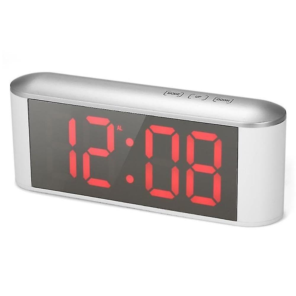 JOYHAPPST Alarm Clock For Bedroom,digital Clock Display, 3 Levels Brightness, For Home Bedroom Decor-white Shell Red Word