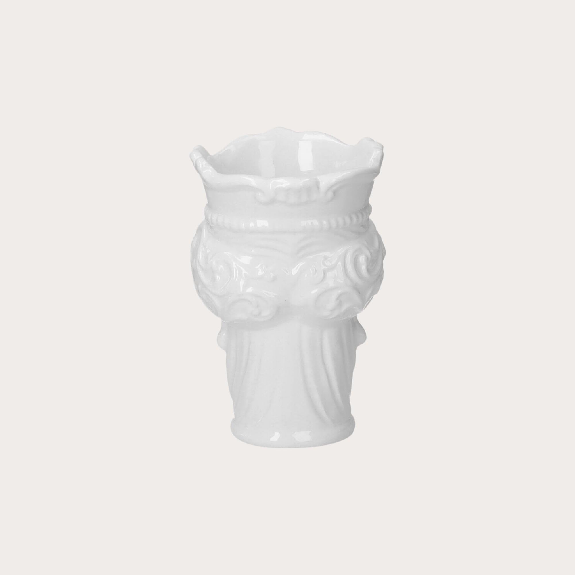 Keyhomestore Wazon z głową jeżyny z białej, błyszczącej ceramiki, wersja żeńska, wysokość 20 cm, idealny do dekoracji wnętrz, wyprodukowano we Włoszech