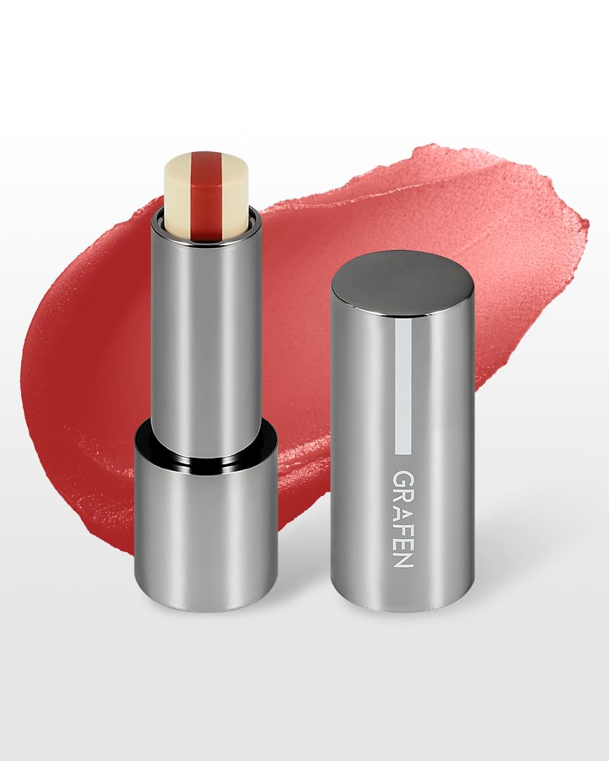 GRAFEN Triple Color Lip Balm Red Brown | Tinted Lip Balm for Men | Korean Lip Butter Triple Layers of Lip Care & Lip Coloring | Metal Container & Magnetic Cover