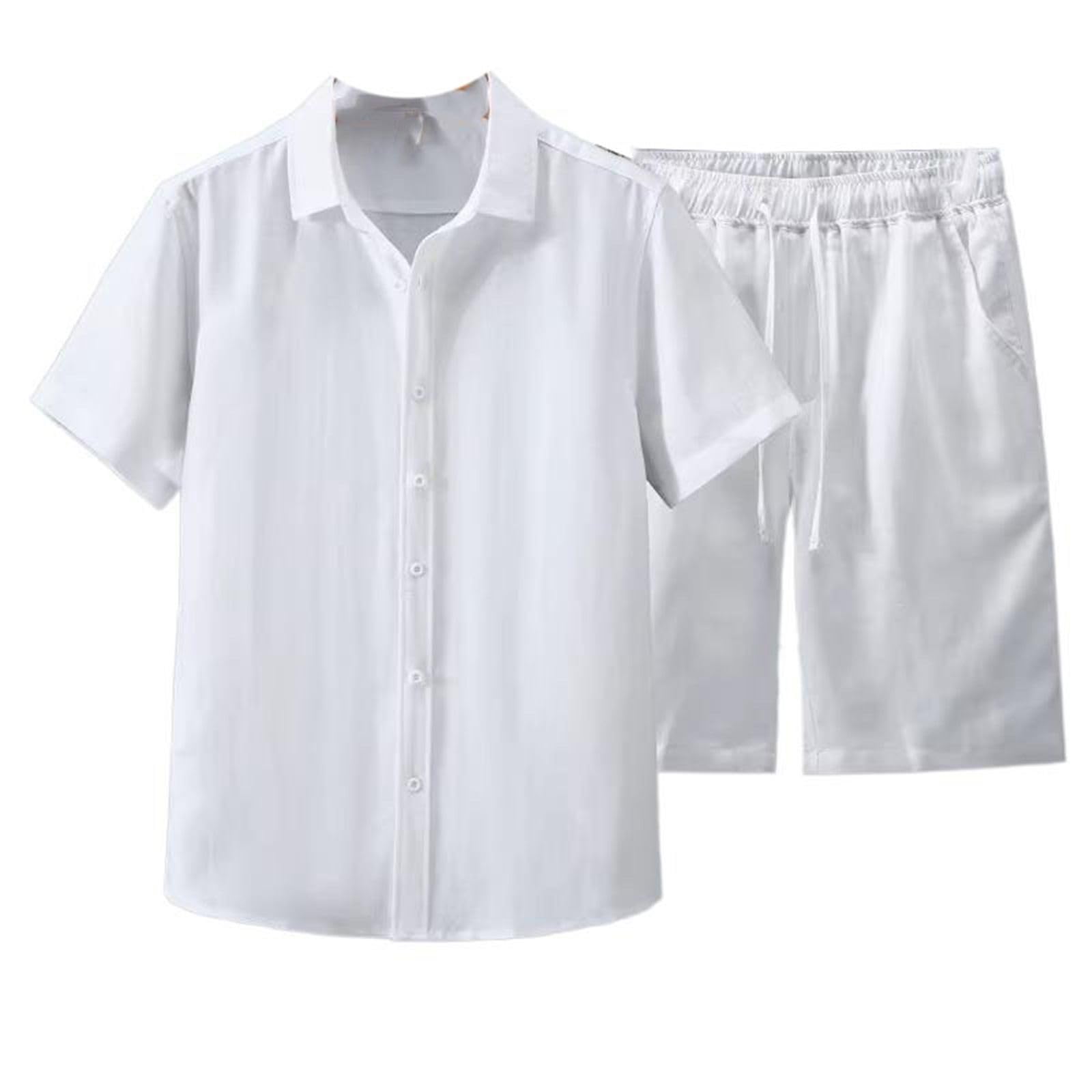 Set da uomo casual traspirante, camicia a maniche corte e pantaloncini estate