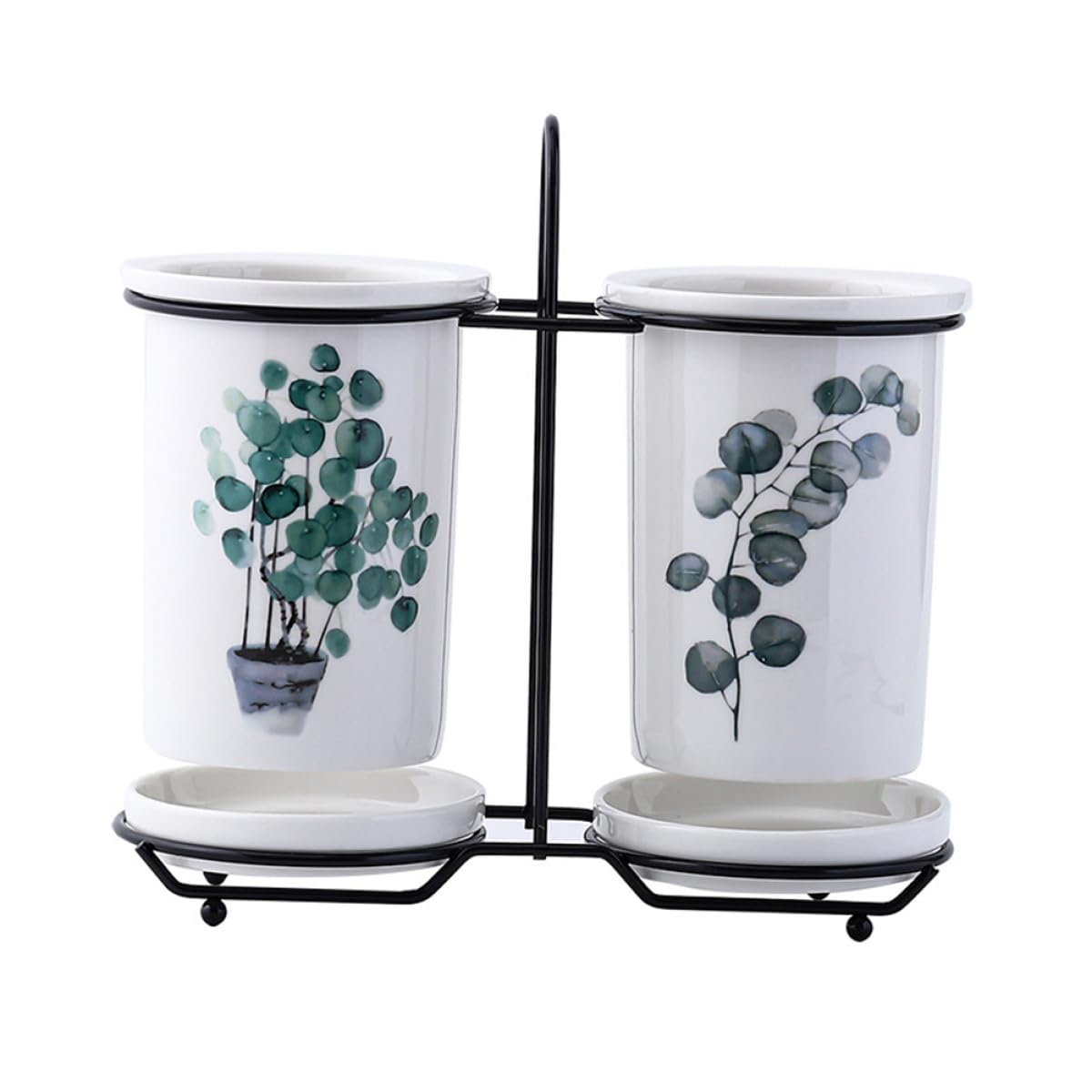 Zerodeko Support de Rangement en Céramique et Fer Blanc Facile à Nettoyer pour Baguettes Toucher Confortable, Design Simple et Élégant Cuisine et Table