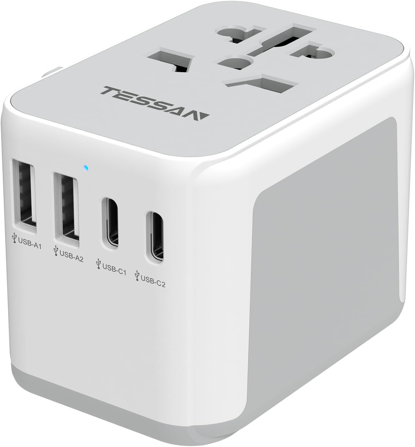 TESSAN Universal Travel Adapter Worldwide with 2 USB C and 2 USB A Ports, Universal Plug Adaptor UK to World, International Travel Adapter for Multi Countries EU, USA, UK, Australia, Thailand etc