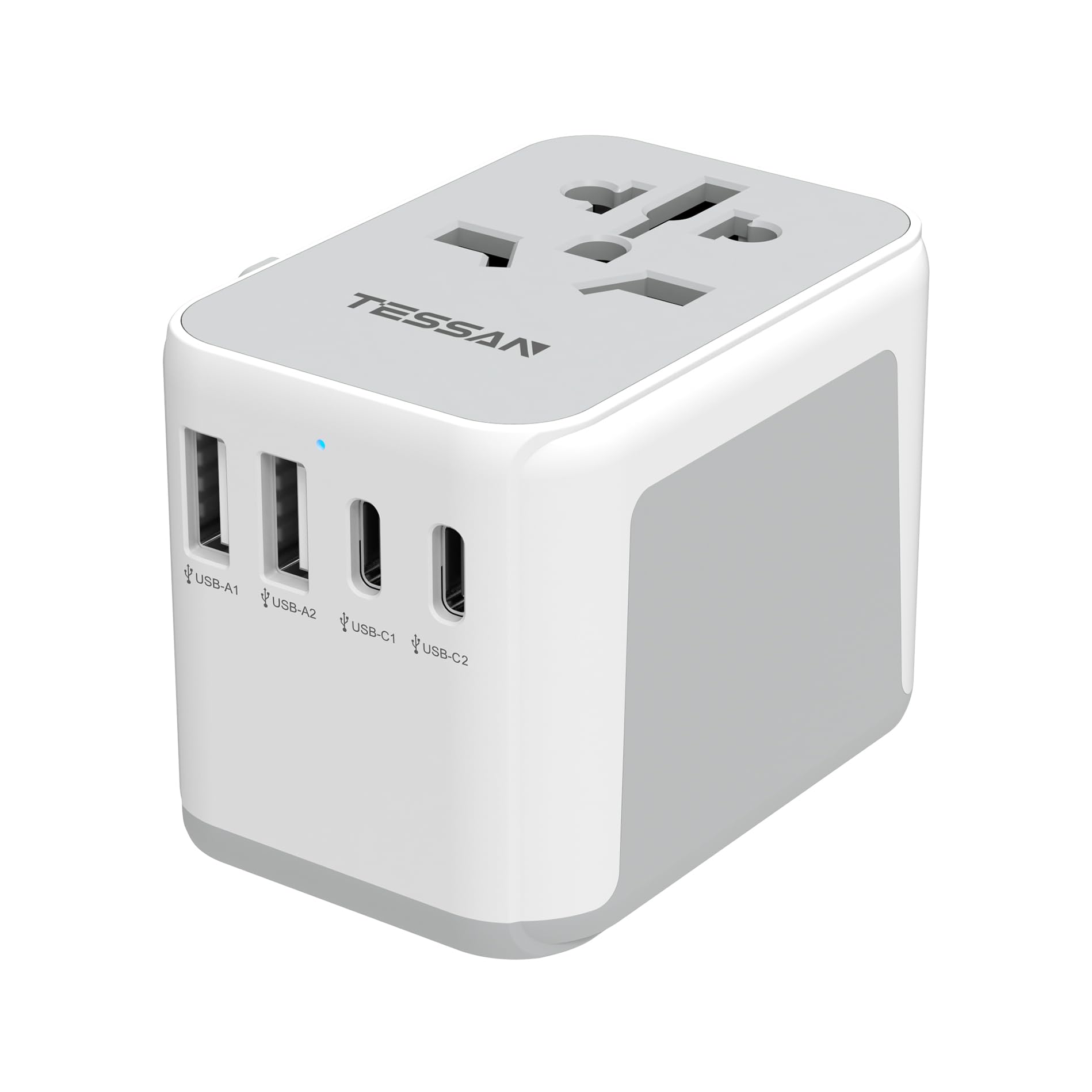 TESSAN Universal Travel Adapter Worldwide with 2 USB C and 2 USB A Ports, Universal Plug Adaptor UK to World, International Adapter for EU, USA, UK, Australia, Thailand etc. not a Voltage Converter