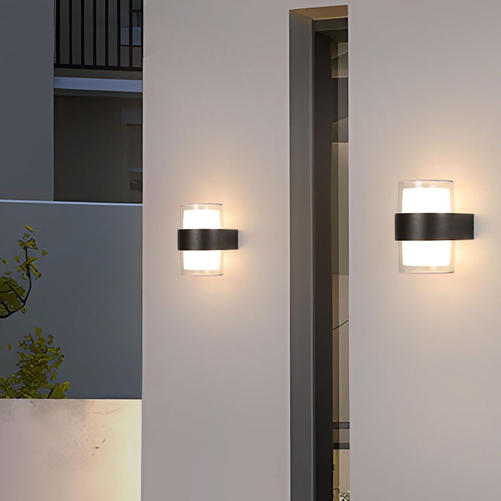 Black Outdoor Wall Light Fixtures Wall Mount IP65 Waterproof Porch Lights Outdoor Wall Sconces Rectangular Modern Exterior Wall Lamp Fitting for House Front Door Farmhouse Night Lamp