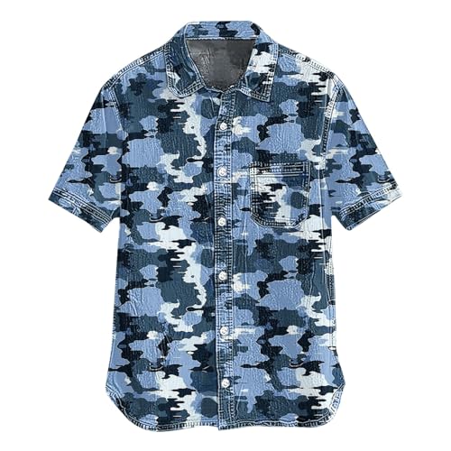 Chemise manches courtes denim homme avec poche boutonnée décontractée