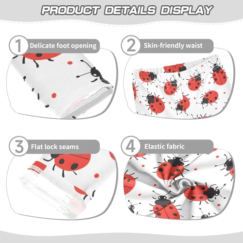 senya Girls Printed Leggings Yoga Pants Red Ladybugs Pattern for Kids in 4t to 10 Years, 4T3