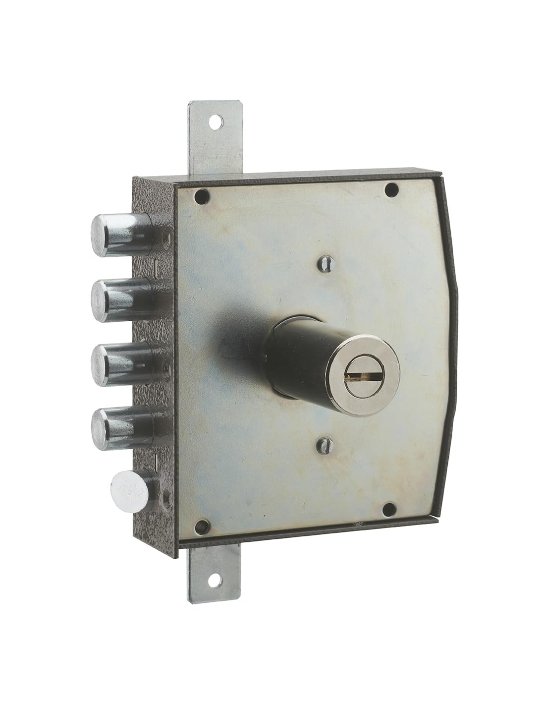 THIRARD - Cerradura de Sobreponer con Botón para Puerta Principal - 154 x 140 mm - 3 Puntos - Derecha - 5 Llaves - Caja y Contrachapa de Acero - Cierre de Tres Puntos - Seguridad Reforzada - Negro