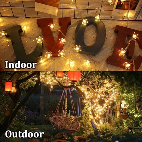 Image of Xenith 14 LED Silicone Blossom Flower Fairy String Decorative Lights for Diwali Christmas Tree Home Balcony Bedroom Window Wall Garden Navratri Ganpati Valentine Decoration (Warm White, 3.5 Meter)