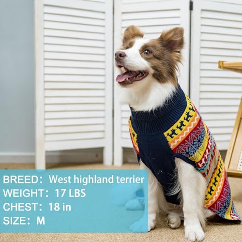 Image of Mihachi Dog Sweater-Winter Coat Apparel Clothes with Colorful Stripes for Cold Weather, Multi-Colored Medium /Large