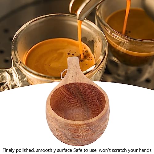UPQRSG 220 Ml Holz Campingbecher, Traditionelles Nordisches Holzdesign, Wärmeisolierende, Fein Polierte Kaffeetasse mitGriff, Tragbarer Holzbecher Trinkbecher für Outdoor Wanderungen(A)