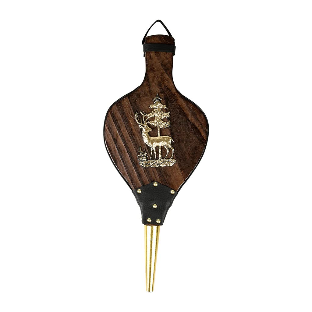 Soufflet de Cheminée 40cm Modèle CERF – Souffleur en Bois et Simili Cuir – Bois Certifié PEFC – Accessoire Poêle et Cheminée