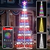 9FT Smart Christmas Cone Tree App Control DIY Color Changing Prelit LED Outdoor Christmas Tree Decorations Light Show, Waterproof Magical Large Xmas Tree with RemoteTimer for Yard Outside