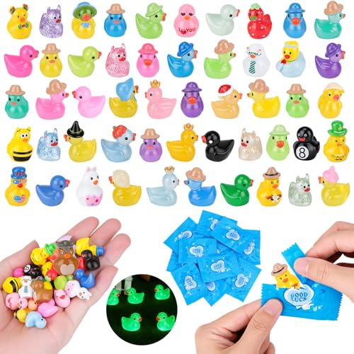 Hysagtek 100Pcs Mini Resin Ducks Blind Bag - Tiny Ducks to Hide Small Little Animals Bulk for Home Office Potted Fish Tank Aquarium Micro Landscape Dollhouse Decor Fairy Garden Accessories