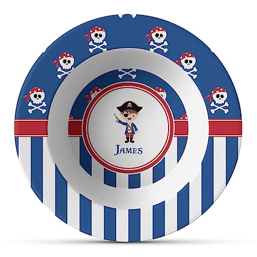 Personalized Blue Pirate Plastic Bowl - Microwave Safe - Composite Polymer