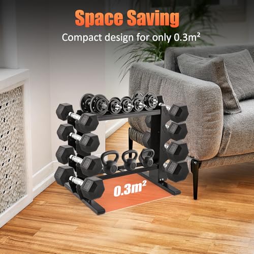 Trintion Heavy Duty Dumbbell Rack Multi-Tier Weight Rack Compact Dumbbell Rack for Dumbbell and Kettlebell Storage Compact Gym Equipment Organizer for Home Gym - Sturdy Steel Frame - Image 5