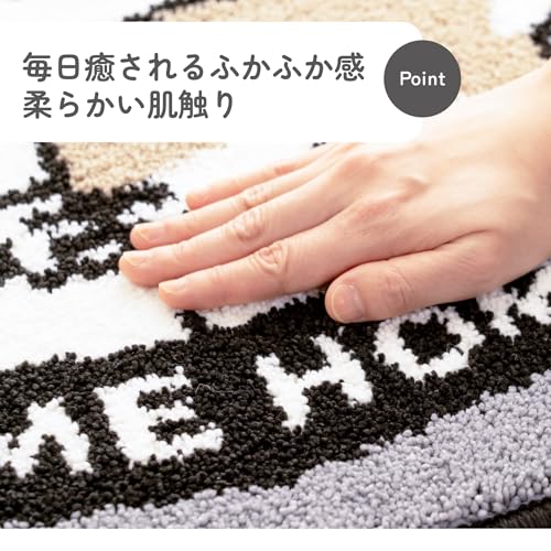 Kokochi ハチワレマルチマット 玄関マット 45x60cm すべり止め 洗える 抗菌防臭 室内 おしゃれ 足ふきマット バスマット トイレマット かわいい [3]