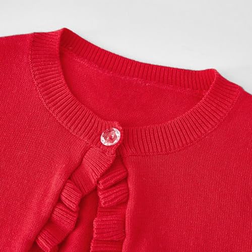 Girls Cute Ruffle Open Front Bolero Shrug Kids Long Sleeve Cropped Elegant Cardigan Knit Sweater for 3-10 Years4