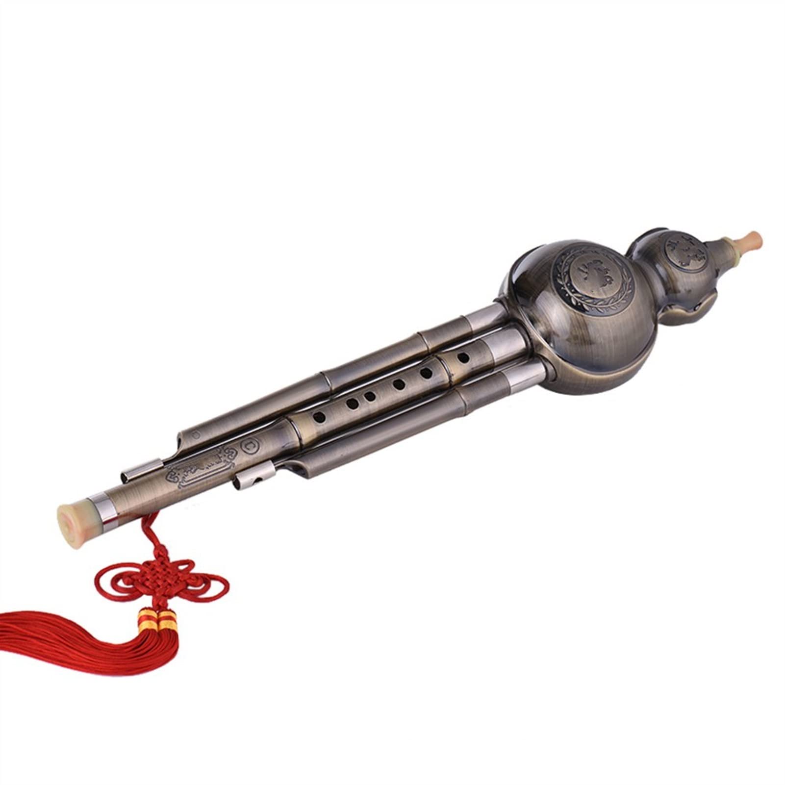 Principiantes Hulusi Chino Hulusi Bambú C Key Flaute Instrumento De Viento De Viento Material De Aluminio Plateado