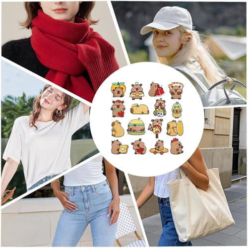 Parches de Bordado para Ropa - 16 Parches de Capibara para Ropa | Adhesivos Estéticos De Reparación Accesorios Unisex Para Chaquetas - imagen 4