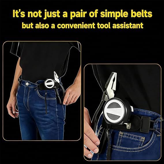 Image of 2 PCS Metal Hook Elastic Belt, Buckleless Belt For Men With Adjustable Design, Secure Clothing During Outdoor Activities And Travel, Belts for Man, Black Color Two Pack