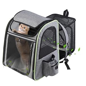 Inspack Cat Carrier, Expandable Large Cat Backpack, Breathable Dog Cat Backpack Carriers for Small Dogs Medium Cats Fit Up to 18 Lbs, Cat Dog Travel Bag, Durable Pet Carrier for Travel,Hiking,Camping
