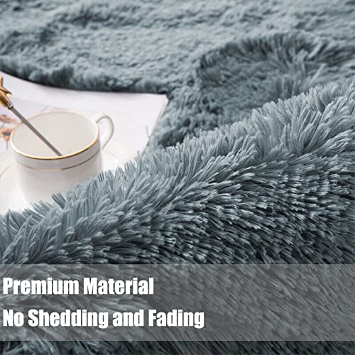 Swsen Rund Teppich Wohnzimmer Super Weich - Shaggy Teppiche Flauschig Anti-Rutsch Unterseite - Moderner Carpet Waschbar Langflor Hochflor Teppiche 60 cm Durchmesser, Dunkelgrün