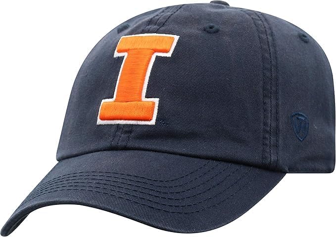 Collegiate Primary Color Relaxed Fit Adjustable Hats (US Alpha One Size Illinois I)