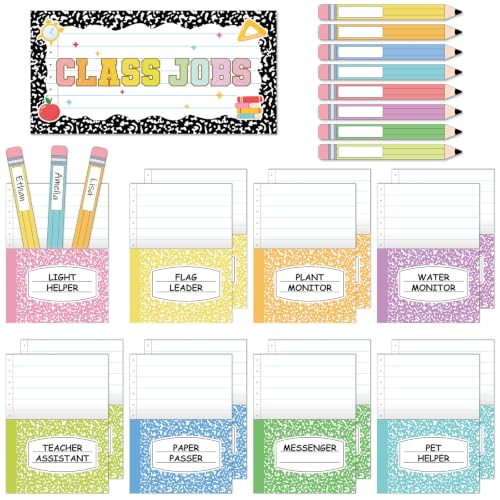 Tablón de anuncios para clase con bolsillo organizador y etiquetas