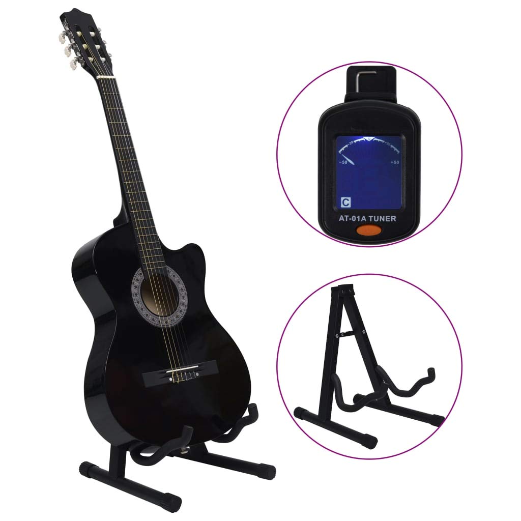 Brokky Set Chitarra Classica Western 12 pz con 6 Corde Nera 38"|Chitarra, Chitarra Ideale per Principianti