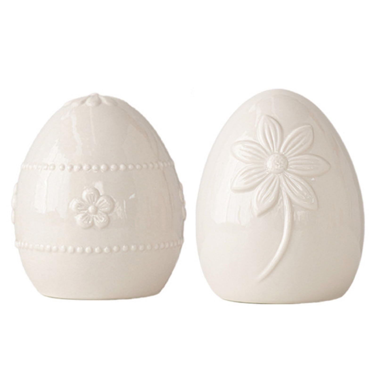 Uova di Pasqua Decorative Confezione da 2, Uovo di Ceramica Decorazione Pasquale, Elegante Decorazione per Tavolo per Il cespuglio di Pasqua, 11 cm,A