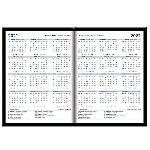 Agenda Semanal Weekly Couro Sintético Preto 84 Folhas 2020 - Foroni