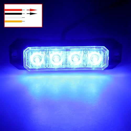 Miniatura 3 de Luces estroboscópicas LED de emergencia intermitentes para camiones, 4 LED, montaje en superficie, advertencia estroboscópica, luz azul intermitente