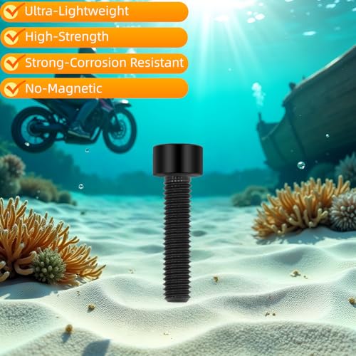 Image of M8x25 Titanium Bolts, Black, 6PC | Lightweight Hex Socket Screws, MTB /Road Bike /Motorcycle, Corrosion Resistant, Marine Grade Fasteners