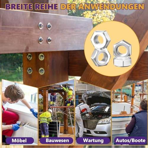 300 Stück M3 Sechskantmutter Edelstahl, A2 V2A Edelstahl Standard Sechskant Mutter Set, Edelstahlmutter Hex Nut Regelgewinde Mutter für Schrauben, Unterlegscheiben