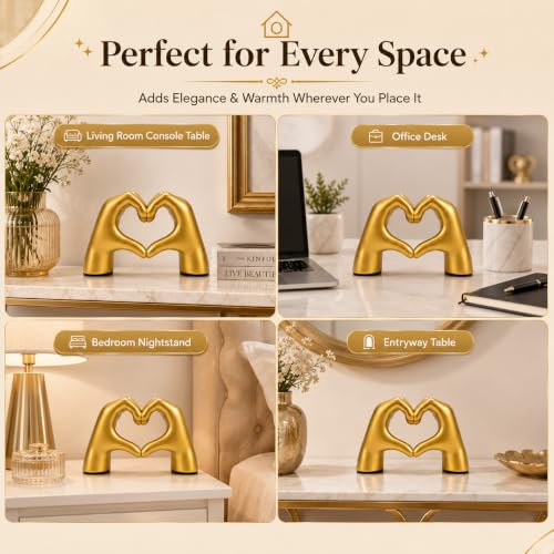 Image of PulGos Golden Hand Heart Statue | Aesthetic Gift | Home & Office Decor