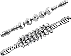 ONUEMP 2pcs Stainless Steel Massage Rollers for Ice Body Sculpting, Maderoterapia Kit Colombiana Professional, Cellulite Massager Roller, Lymphatic Drainage Massager, Cellulite Remover for Leg Back